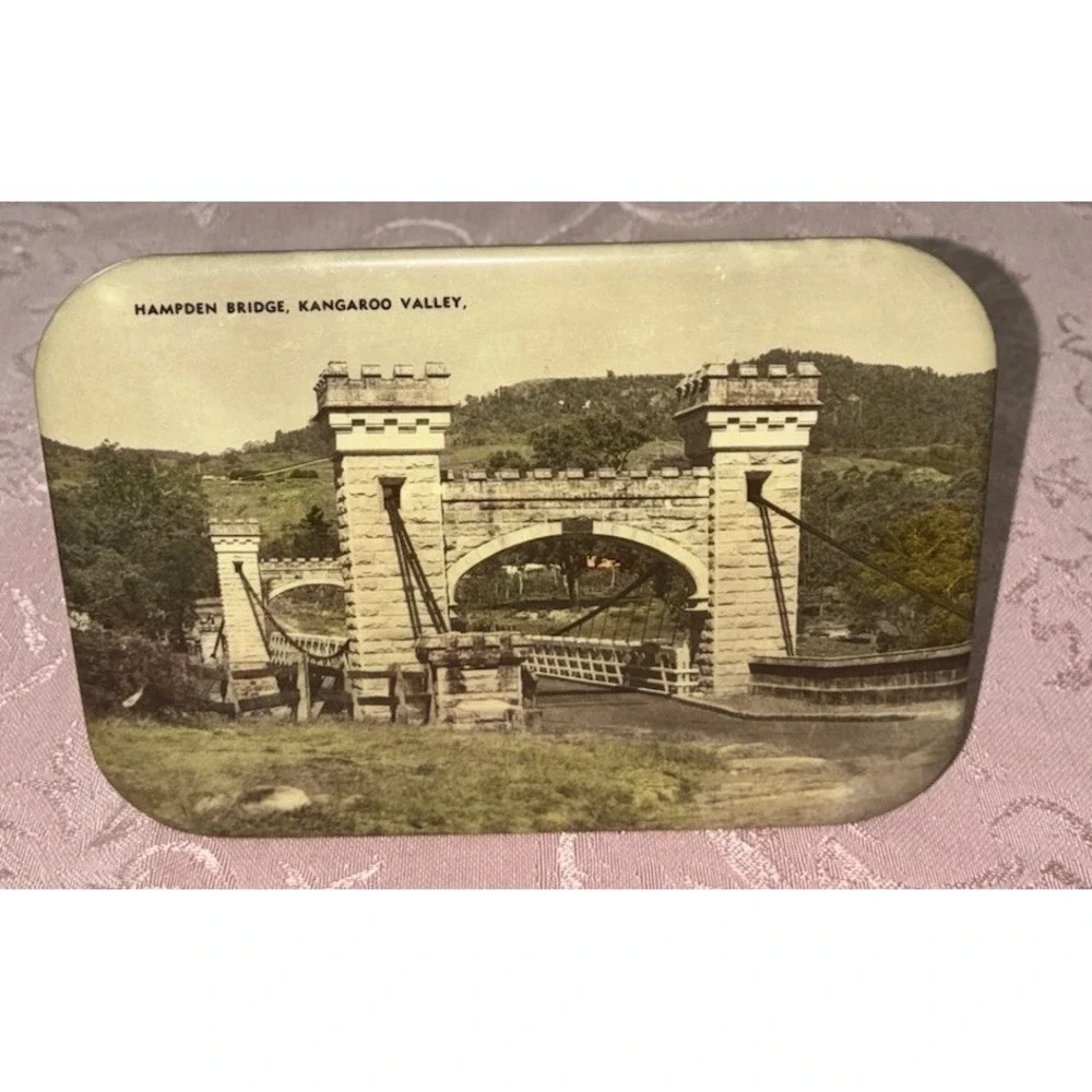 Vintage Hampden Bridge Kangaroo Valley Australia Souvenir Tin Frame 5x3.5